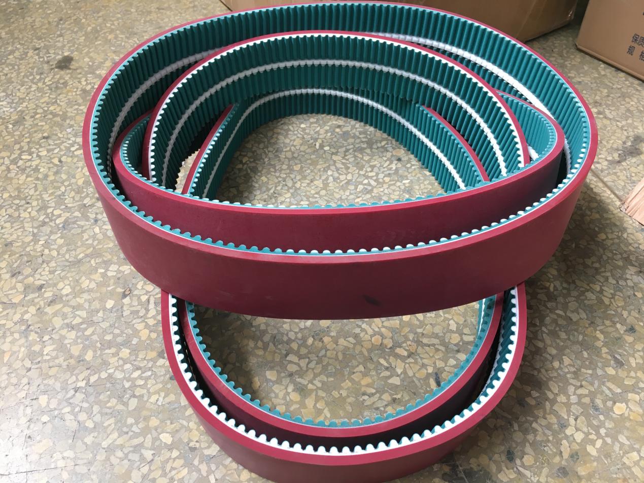 齿绿布PU带表面加进口紫红色太子胶